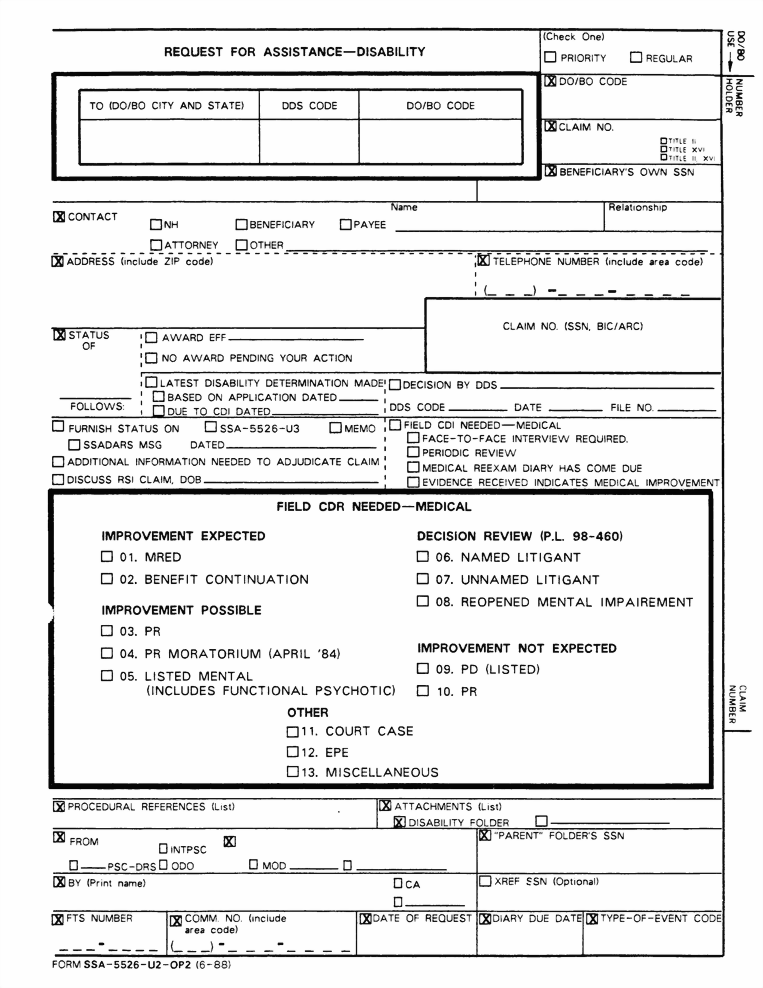 Form SSA-5526-U3 Request for Assistance