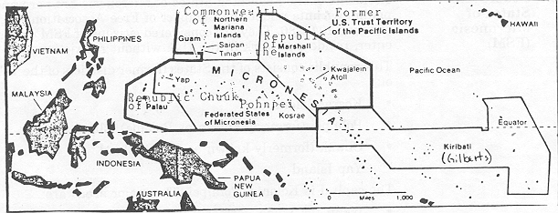 Map exhibit of former Pacific Trust Territory Area.