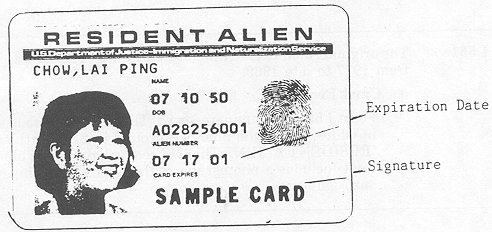 The revised I-551, Alien Registration Receipt Card (Type 1) - (Card Front)