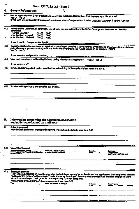 SSA - POMS: GN 01709.245 - Form CH/USA 2.3 Application For Disability ...