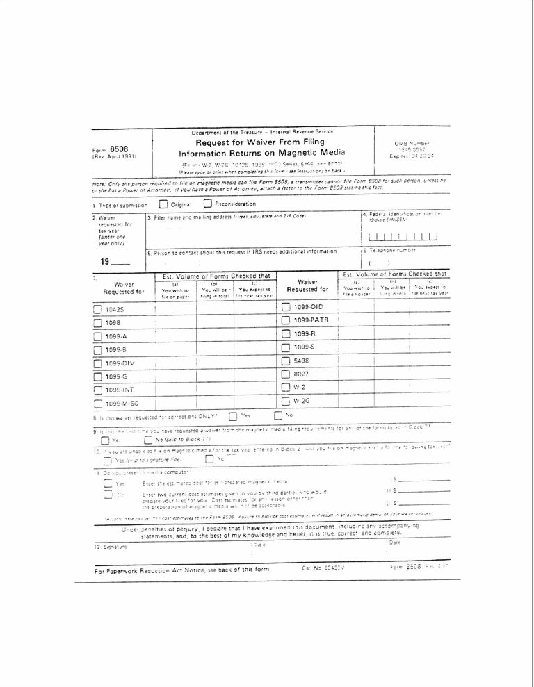 Form 8508 (Request for Waiver from Filing Information Returns on Magnetic Media)-1