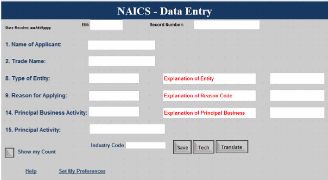 NAICS - Data Entry