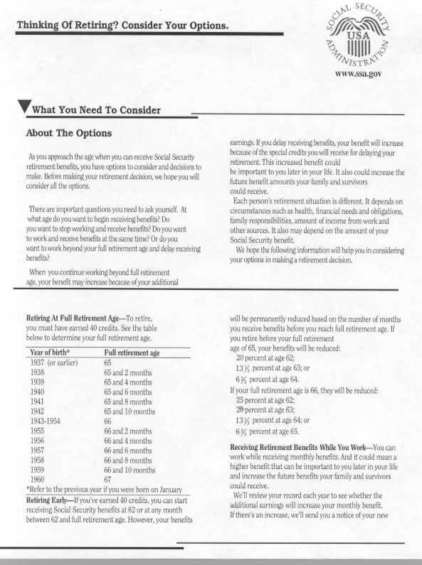 Exhibit – Social Security Statement Insert for Individuals Age 55 and Older - 1