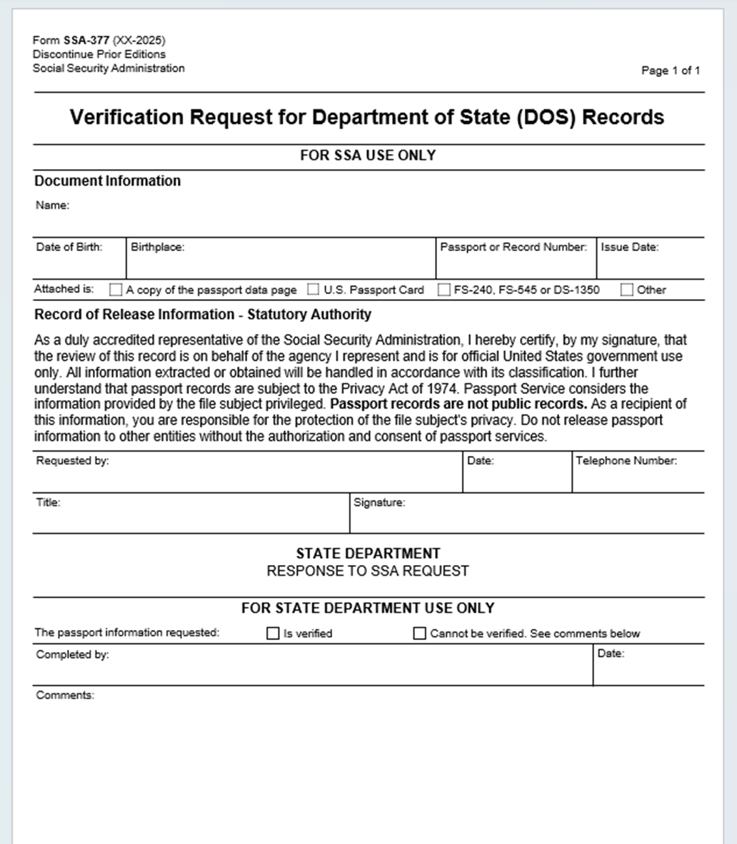 Revised Form SSA-377