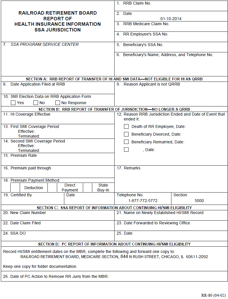 RRB Report of Health Insurance Information SSA Jurisdiction