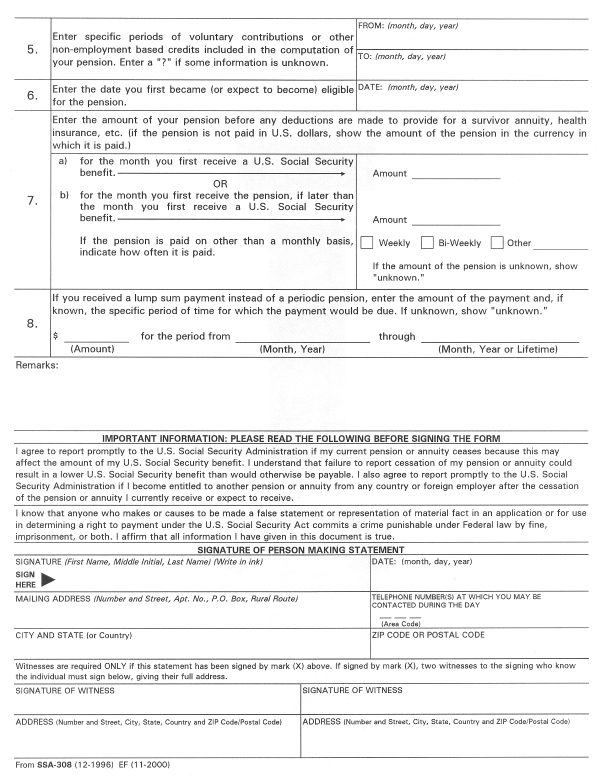 SSA - POMS: GN 00307.294 - SSA-308 Modified Benefit Formula ...