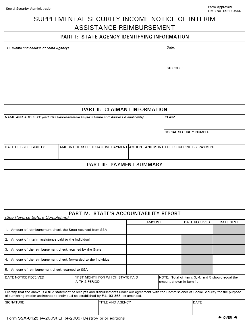 SSA - POMS: SI 02003.050 - Exhibits Of Forms SSA-8125 And SSA-L8125-F6 ...